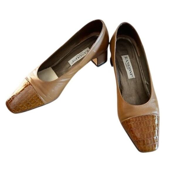 Y2K Rangoni Firenze Tan Leather Cap-Toe Pumps – 8.5B - Picture 2 of 13